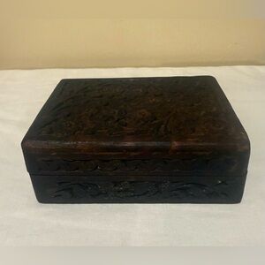 Handcrafted Flower Design Wooden Decorative Trinket Box